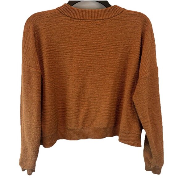 Madewell Burnt Orange Brampton Crop Cardigan Sweater M Cozy Neutral Minimalist - Picture 5 of 9